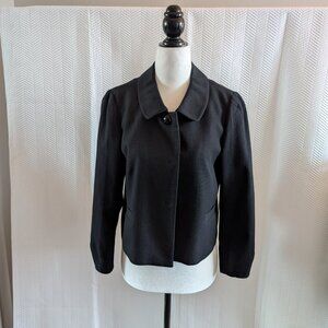 Banana Republic Black Cotton Wool Blend Cropped Blazer Snap Buttons Size 6